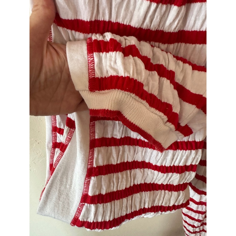 Phyllis Sues Vintage Red White Striped Crinkle Pants Tropical Patch Retro Small - Picture 6 of 16